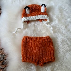 Knitted Fox Costume, Hat + Pants SET